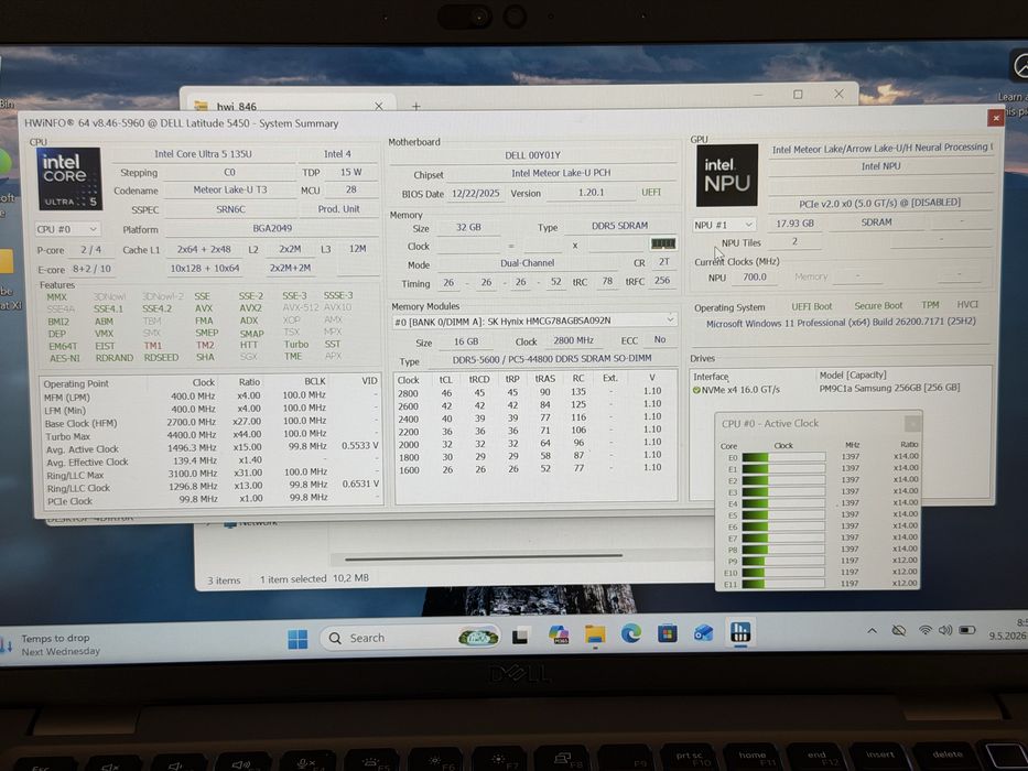 Dell Latitude 5450, Intel Core Ultra 5 135U, 32GB, 256GB NVMe, като нов
