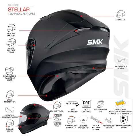 ПРОМОЦИЯ Мото каска за мотор SMK STELLAR SWAN Fluo/White NEW,