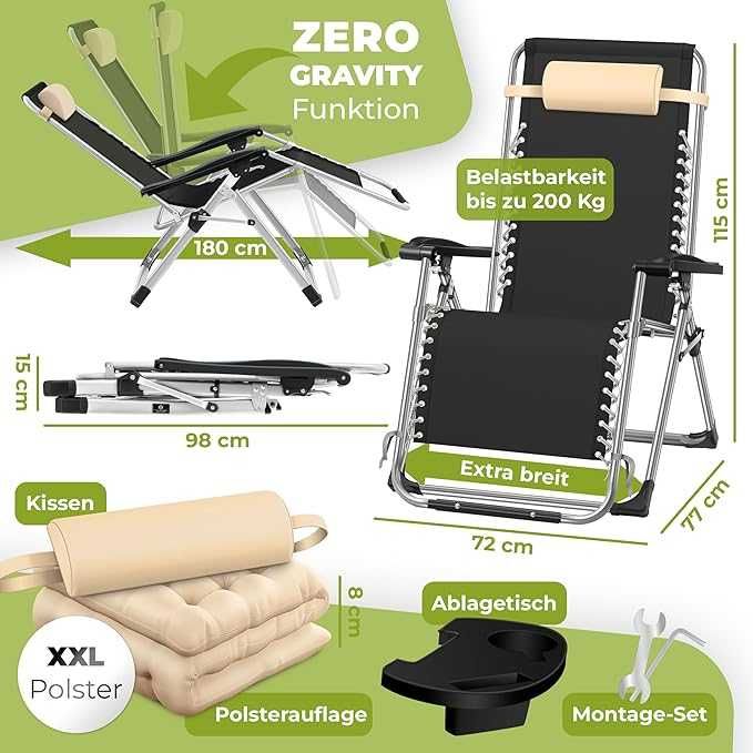 Градински сгъваем  шезлонг с регулируема облегалка - НОВ