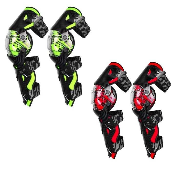 Мото наколенки Automat-carbon, 2бр, Червени и Зелени