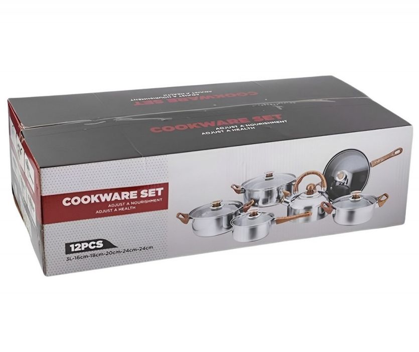 Кухненски комплект за готвене с охлаждащи дръжки, 12 части