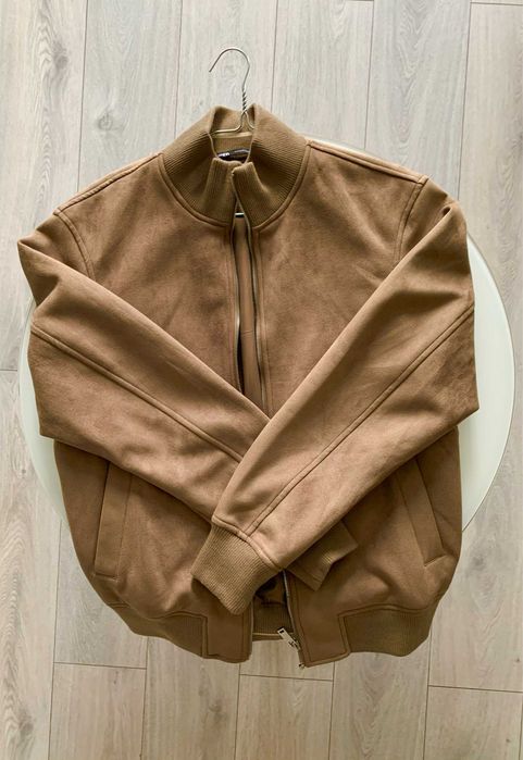 Geacă bărbați ZARA catifelată, M, maro camel, NOUĂ, Premium