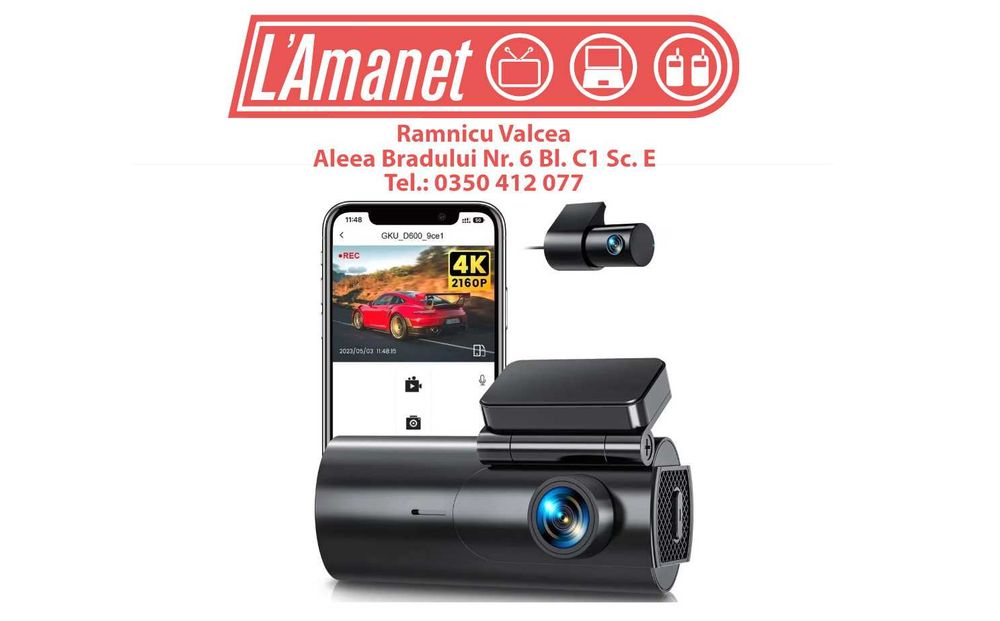 Camera Video Auto Dash Cam GKU D600 4K Wifi Night Vision Ughi Vizualizare 170° Noua Sigilata