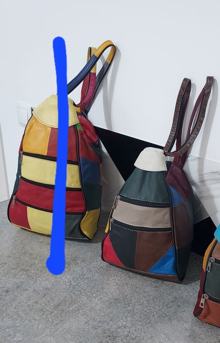 Rucsac geanta dama piele naturala colorata fasion casual multicolor