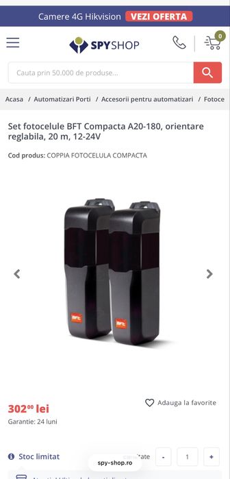 Set fotocelule BFT Compacta A20-180