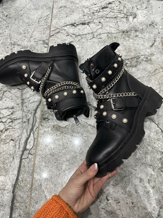 ZARA кубинки боти от естествена кожа