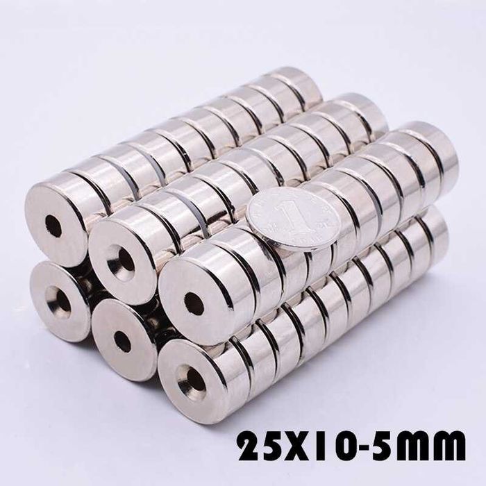 25x10mm с отвор 5 mm неодимов МАГНИТ N52, magnit, магнити, magniti