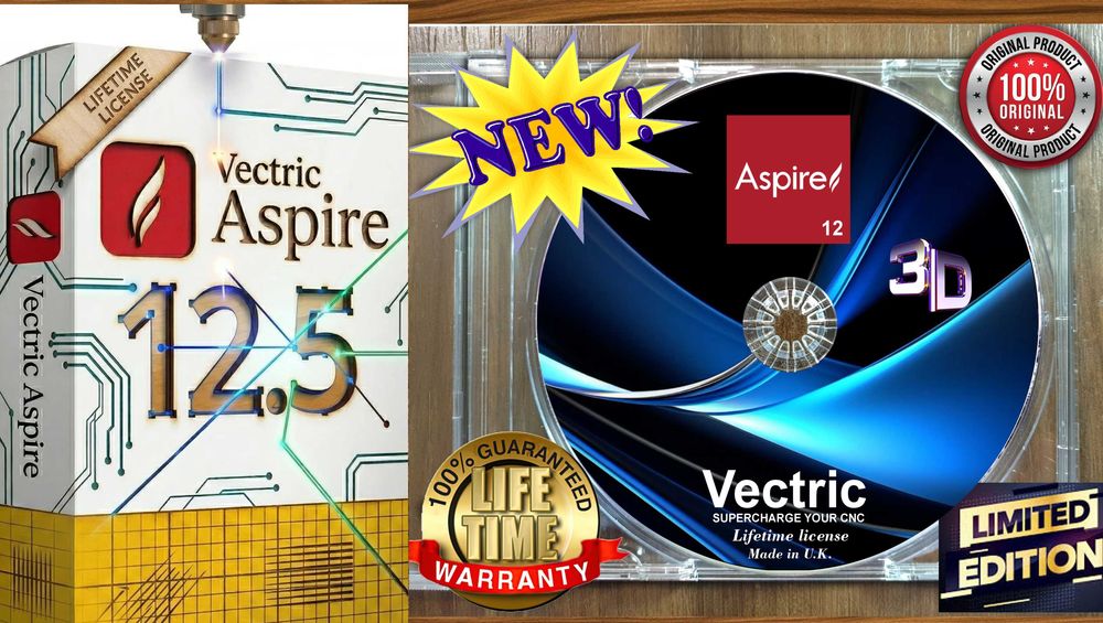 Vectric Aspire 12 ( 2025 ) - Lifetime licenses/ CADOU Windows 11 Pro /3 PC uri