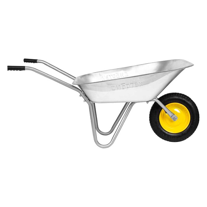 Тачка садовая, грузоподъемность 90 кг, оцинк. рама, объем 65 л Сибртех