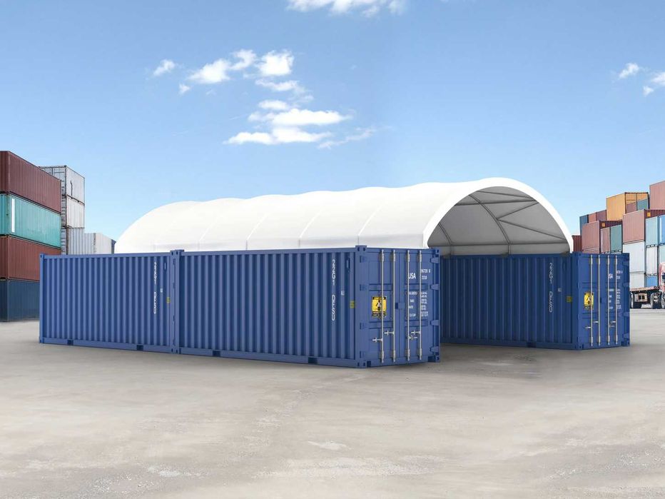8x12 m Cort Acoperis Container Industrial PVC 720g/m2 alb, verde, gri ...