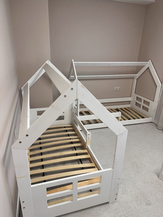 Pat -Casuta Montessori lemn alb AMI MOBILA 160x80