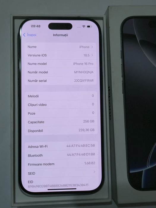 Vand/schimb iPhone 16 Pro 256gb Black