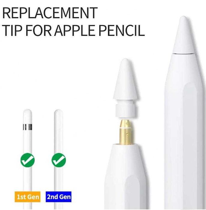 Писци за Apple Pencil 1/2 Клин Връхчета за Подмяна на Износени Главички Резервни Накрайници Apple Pencil 1-во поколение и Apple Pencil 2-ро поколение