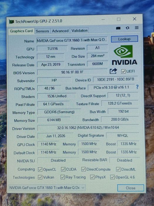 HP 15,6" FHD/CORE i7-9750H/ 16GB DDR4/256GB+1TB/ GTX 1660 Ti 6GB GDDR6