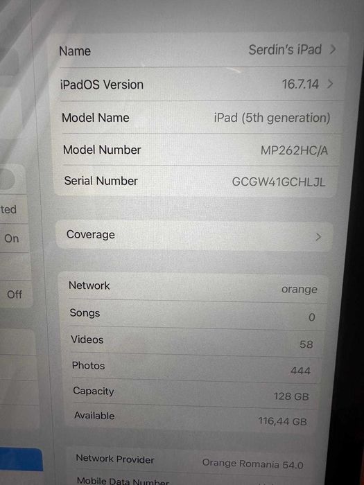 iPad 5 2017 128GB Wi-Fi + Cellular 9.7" stare bună