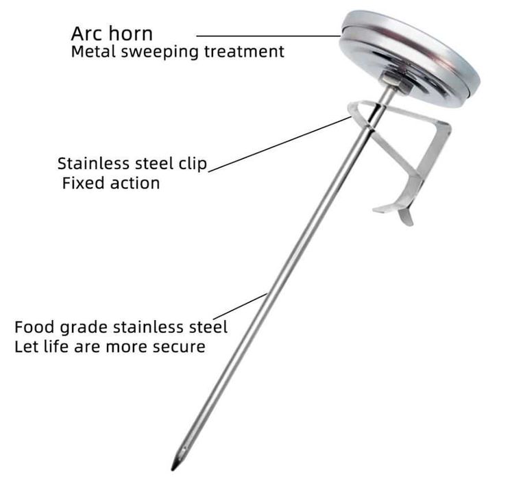 Termometru inox cuptor imersie compost gratar 300 grC tija 30 cm