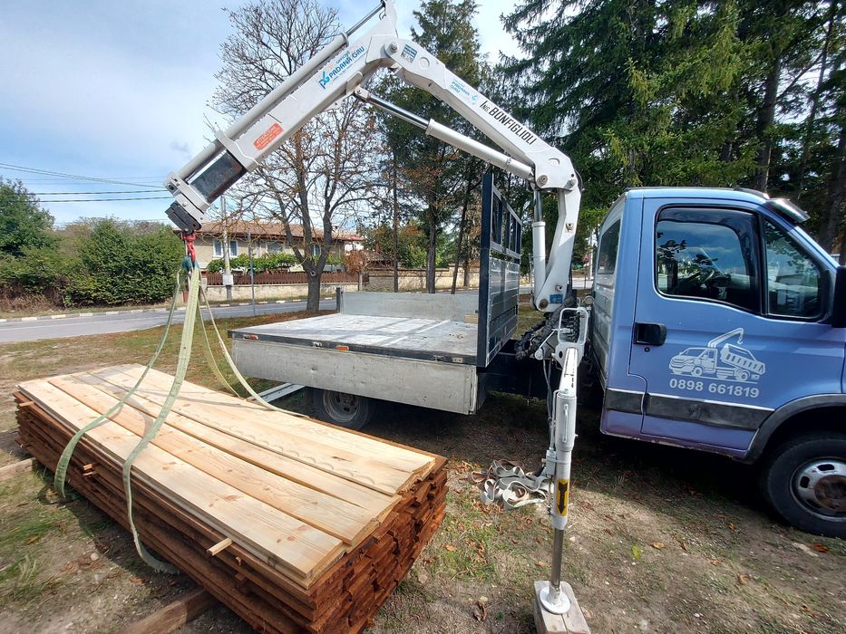 Транспортни Услуги Тристранен Самосвал с КРАН-Варна