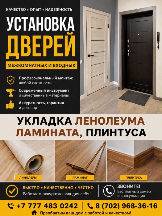 Установка дверей. Меж комнатные, входные двери