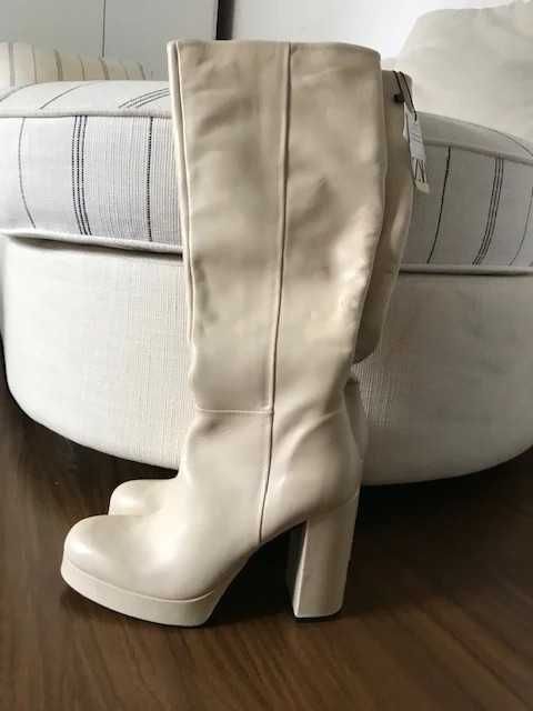Zara cizme superbe piele naturala platforma toc patrat