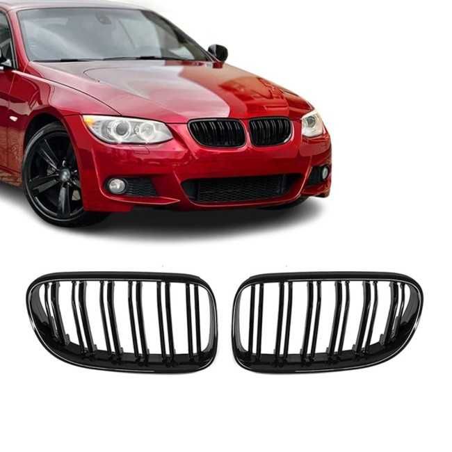 Grile Duble Bara Fata Nari M Style BMW E92 E93 Pre-FACELIFT // FACELIFT, Negru Lucios