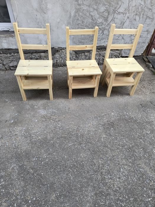 Scaun scară din lemn masiv de brad