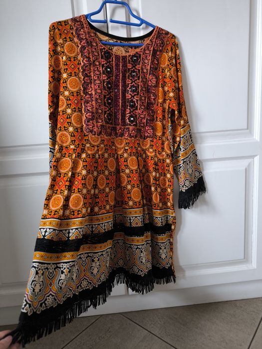 Rochie etno/boho/șic, cu mânecă lunga, mărimea 38