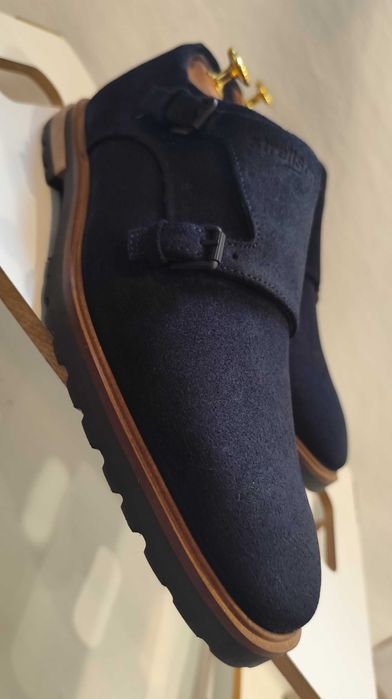 Pantofi monk 44 44.5 45 premium Strellson NOI piele naturala moal navy