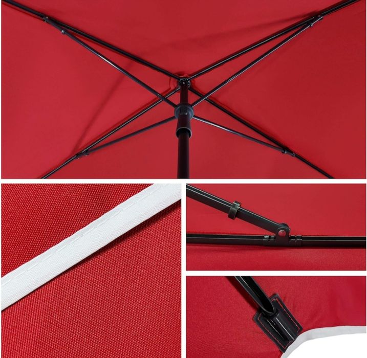 Umbrela de soare VOUNOT rectangulara 200x125 cm, cu husa de protectie, protectie UV50+, pentru terasa, gradina, balcon sau plaja, Rosu