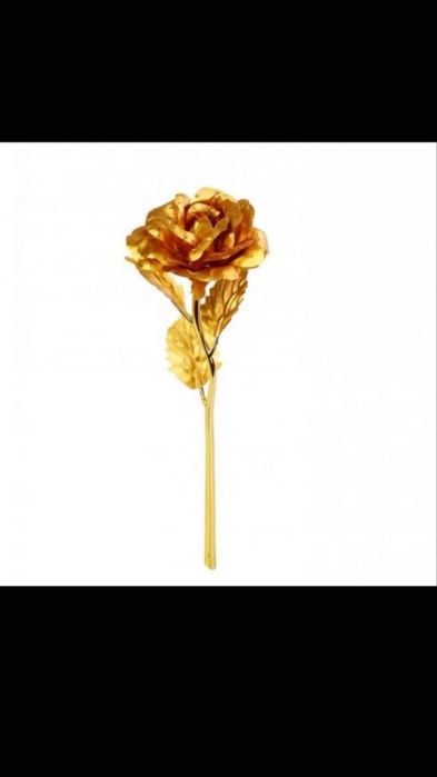 Позлатена роза с кутия, сертификат и чантичка