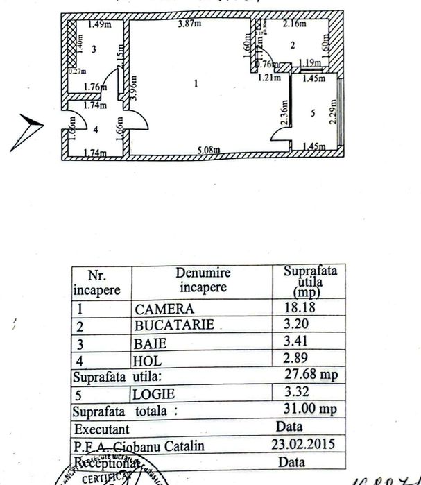 Apartament cu 1 camera Mazepa 1