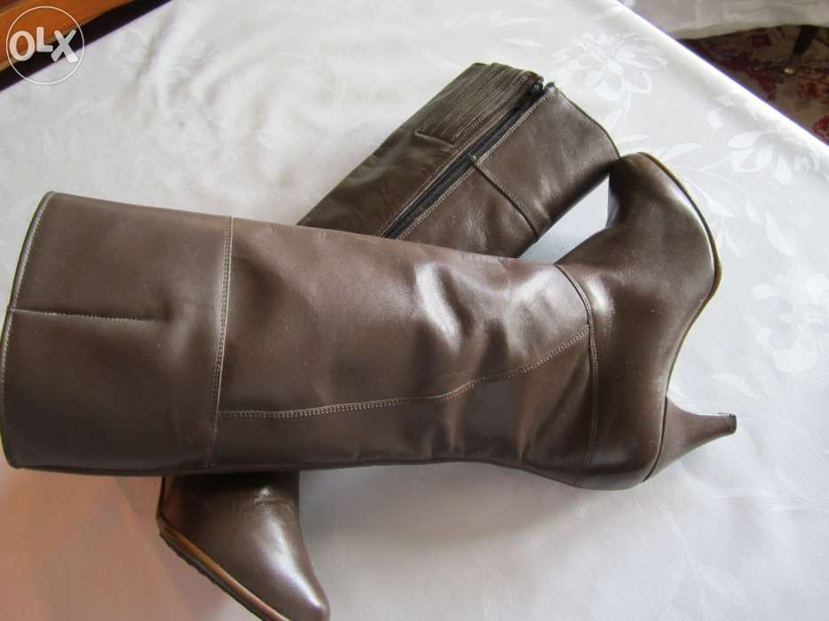 Cizme piele, nr. 35, noi, maro inchis + bonus+ Livrare Gratuita*