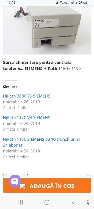 Sursa alimentare centrala telefonica Hipath