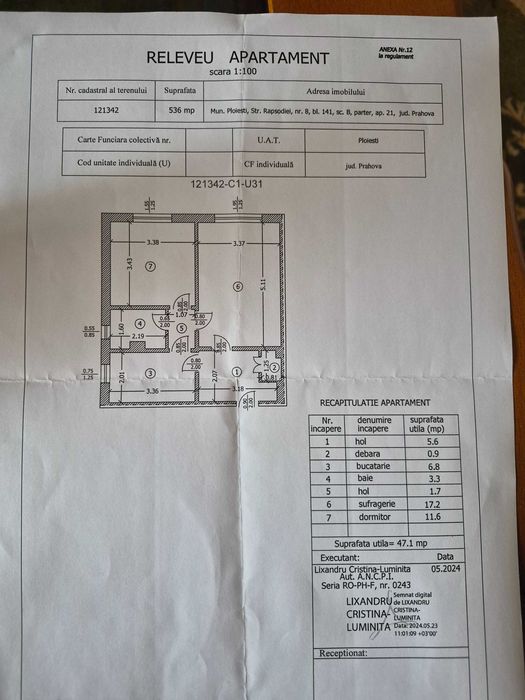 Vand apartament.2 camere