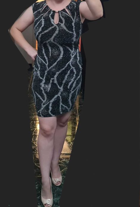 Rochie de ocazie sexy mărimea M neagră cu sclipici