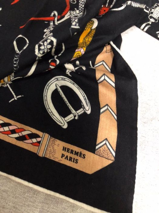 Дамски шал Hermes черен