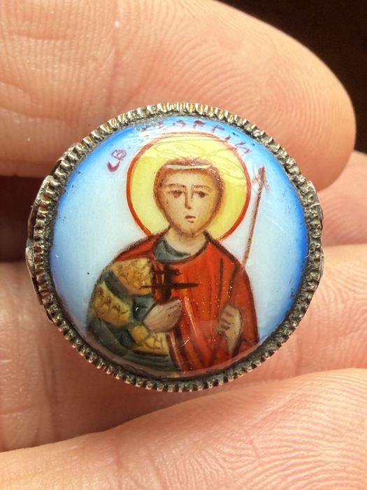 Rusia argint  cu email inel ortodox sigiliu