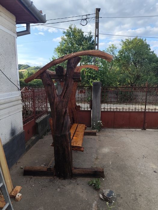 Leagăn de grădină rustic din lemn masiv. Unicat !