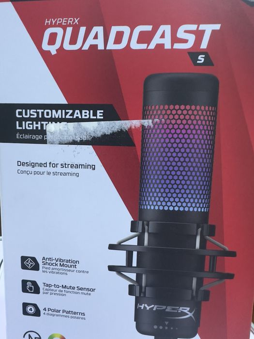 Продам микрофон HyperX QuadCast S + держатель (пантограф)