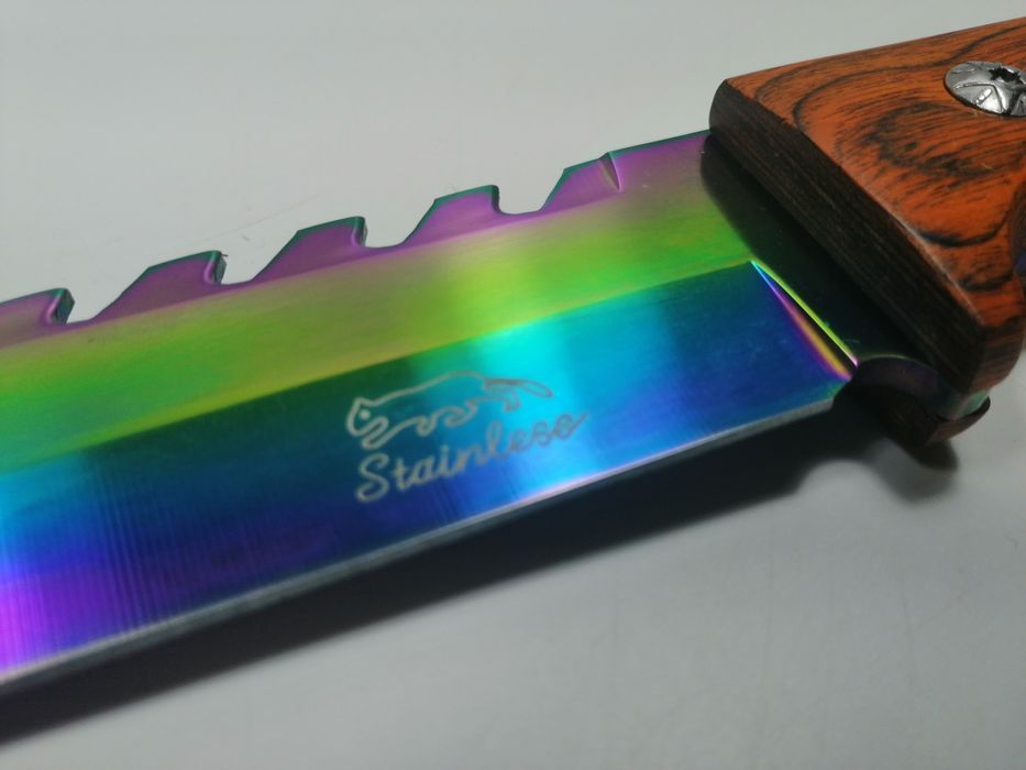 Cutit de vanatoare DEPOX®, Wood Rainbow, 33 cm, multicolor