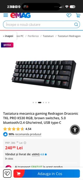 Tastatura gaming red dragon