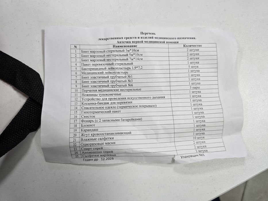 аптечка первой помощи