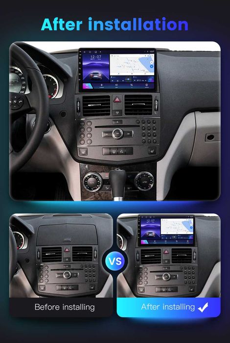 Navigatie Android 14 Mercedes C Class 2007- 2014 1/8 Gb CarPlay CAMERA