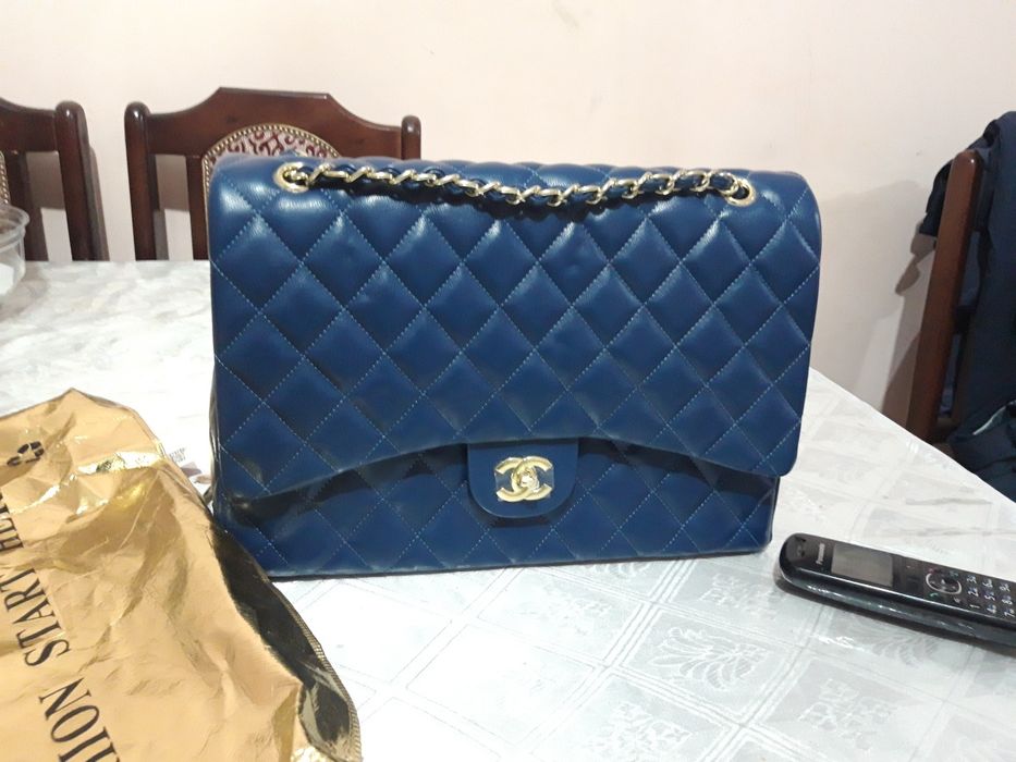Сумка синяя под Шанель кожа