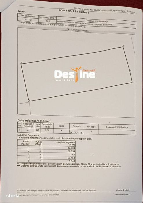 Barnova - Teren Intravilan 974 Mp, utilitati, drum betonat