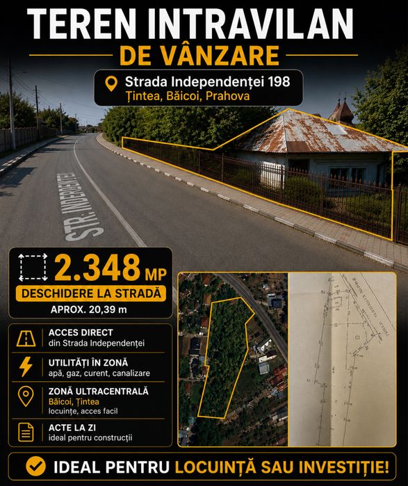 Teren 2348 mp - Ultracentral Baicoi, Tintea Ideal pentru Locuinta/Investitie