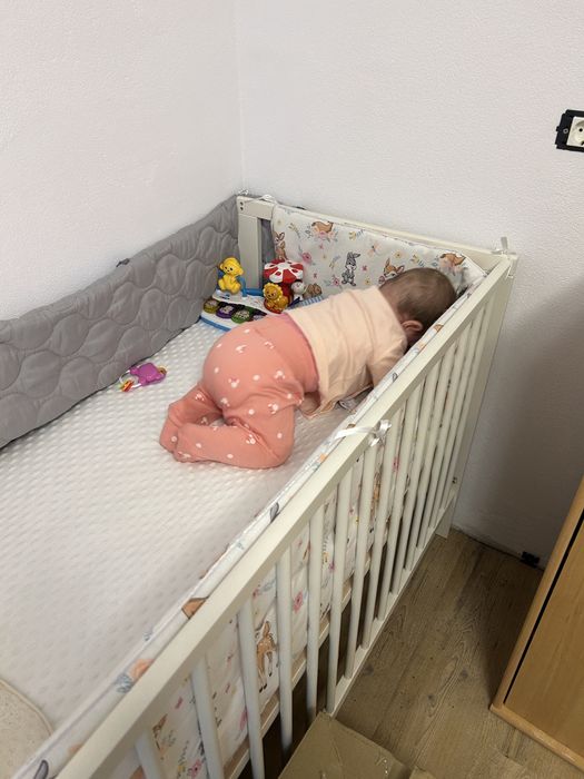 Pătuț copii IKEA Gulliver, lemn masiv + opțiune saltea