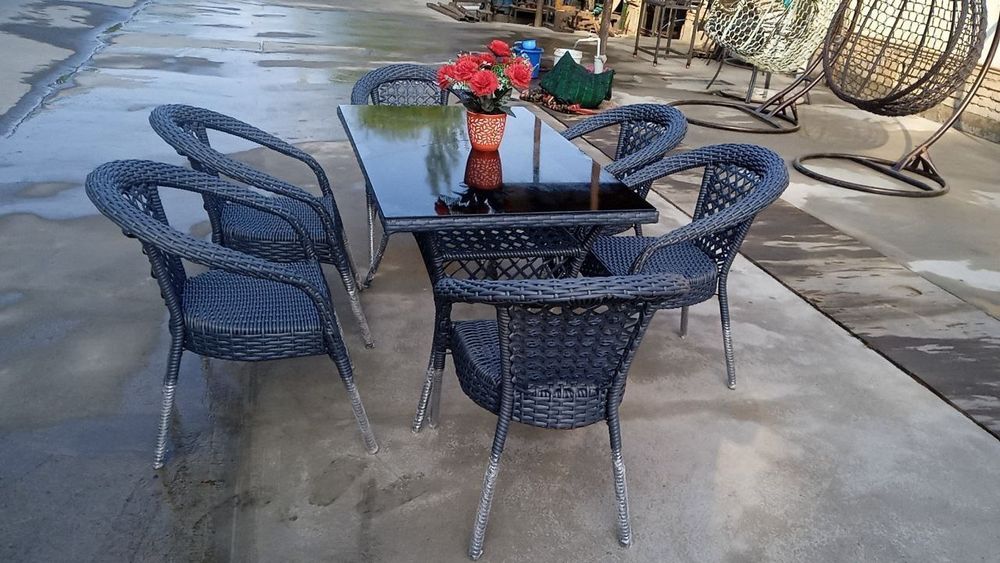 Deko Ratan to‘qima stol stullari optim va donaga