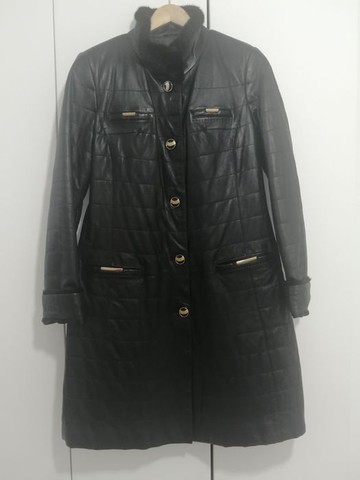 Продаётся стеганое пальто из натуральной кожи. Производство Турция.