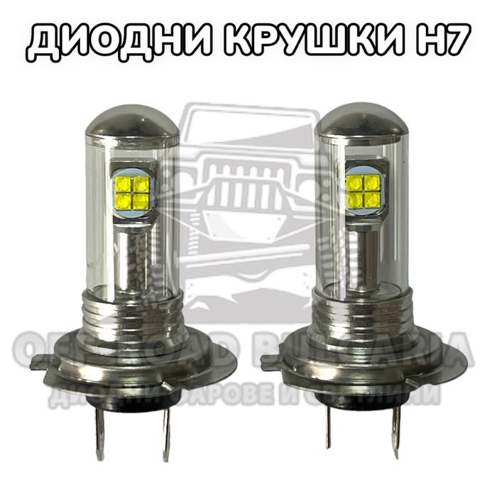 ТОП ОБЯВА 2 БРОЯ LED Диодни крушки – H7 120W 12V +150%