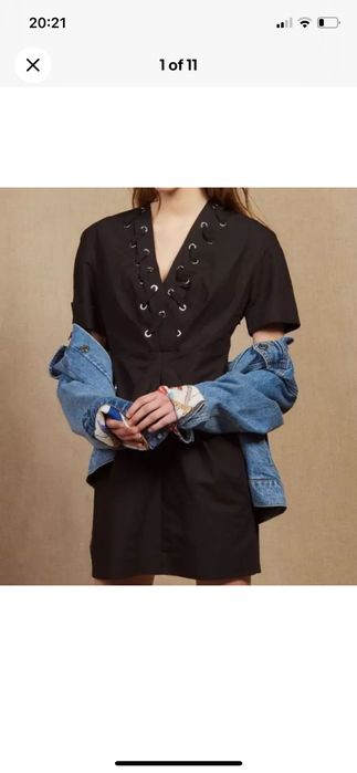 Sandro Paris Дамска Рокля Size 40 FR / L V-Neck Linen Blend